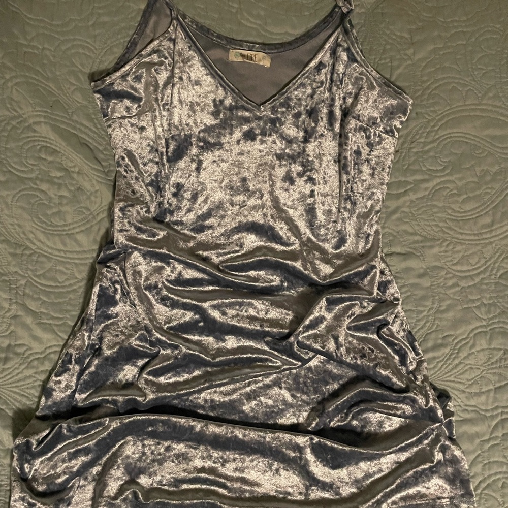 Love Silver Ruched V-Neck Cocktail Mini Dress